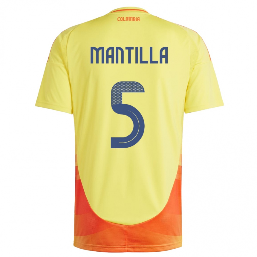 Gyermek Labdarúgás Kolumbia Kevin Mantilla #5 Sárga Hazai Jersey 24-26 Mez Póló Ing