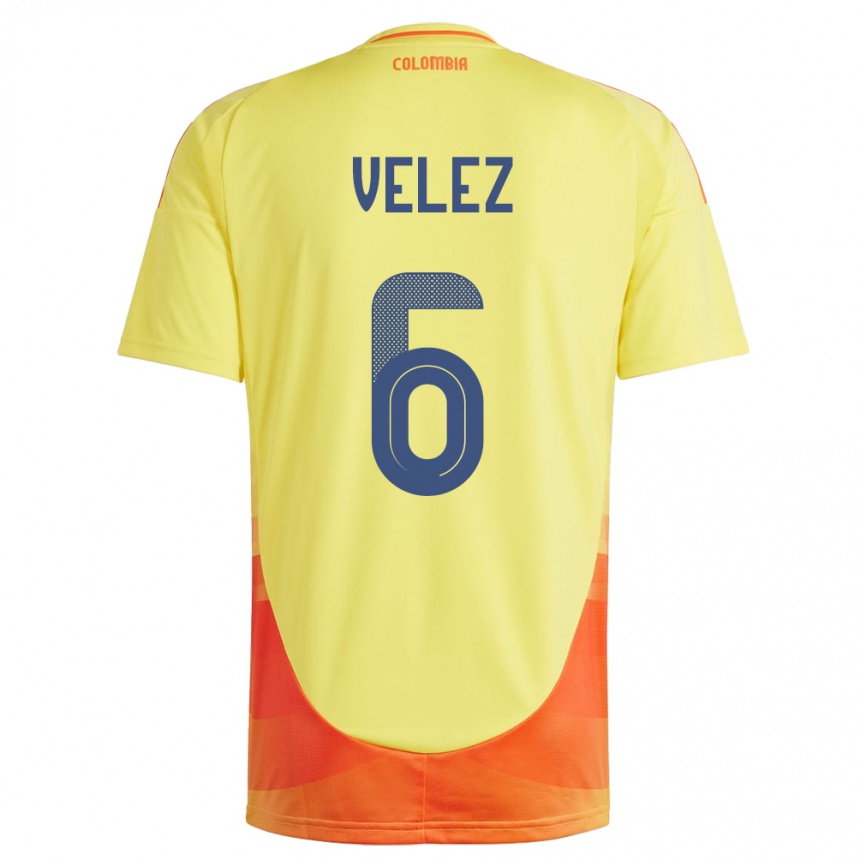 Gyermek Labdarúgás Kolumbia Jhon Vélez #6 Sárga Hazai Jersey 24-26 Mez Póló Ing