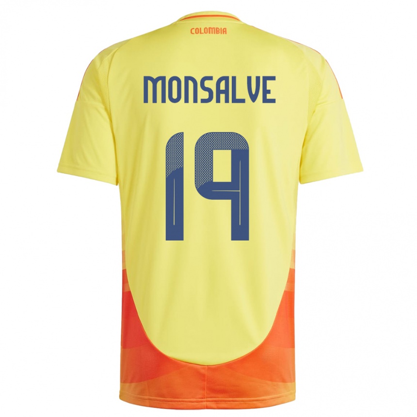 Gyermek Labdarúgás Kolumbia Miguel Monsalve #19 Sárga Hazai Jersey 24-26 Mez Póló Ing