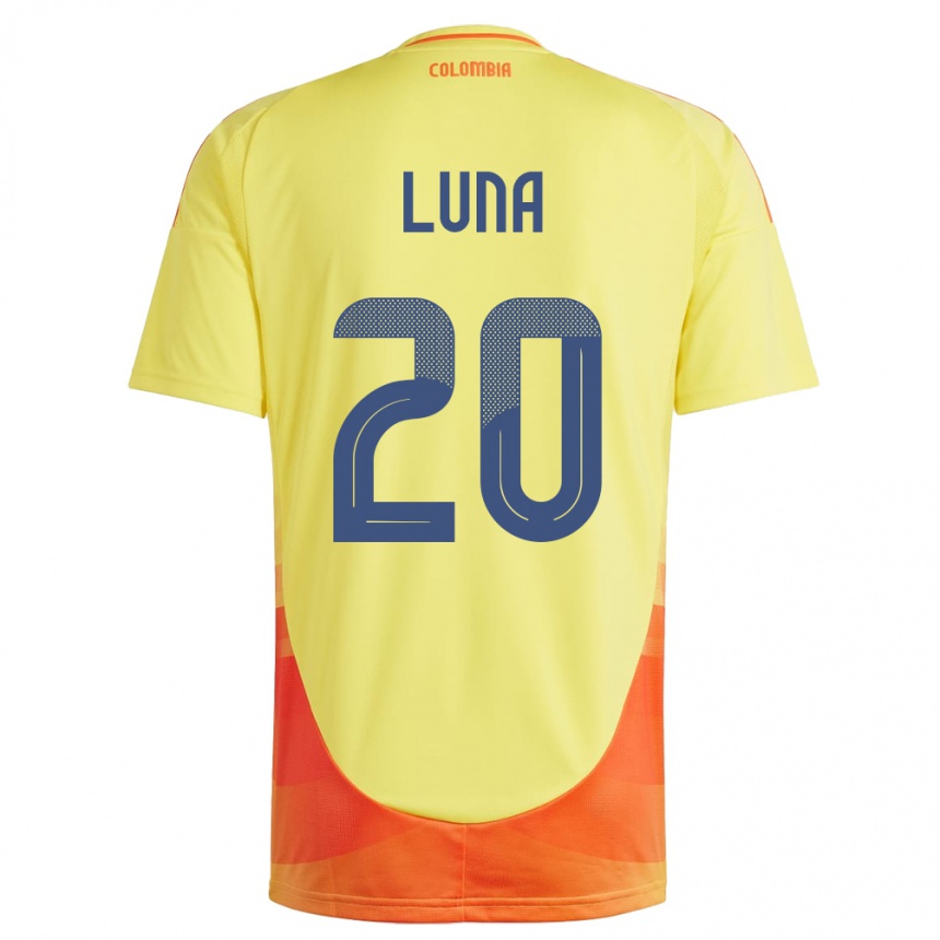 Gyermek Labdarúgás Kolumbia Daniel Luna #20 Sárga Hazai Jersey 24-26 Mez Póló Ing