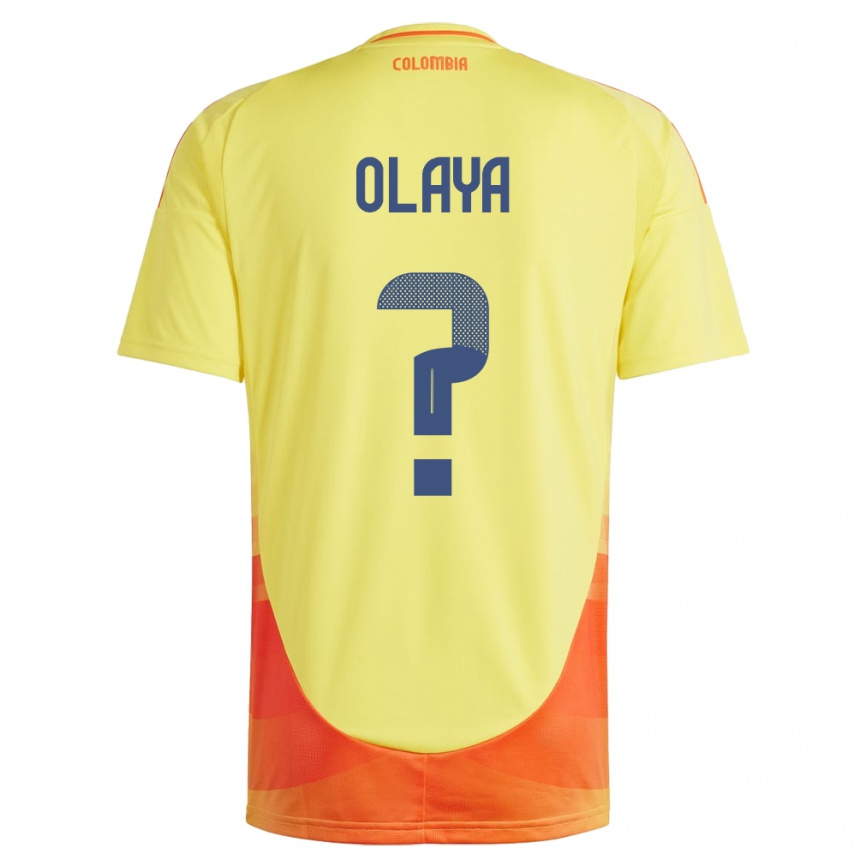 Gyermek Labdarúgás Kolumbia Elber Olaya #0 Sárga Hazai Jersey 24-26 Mez Póló Ing