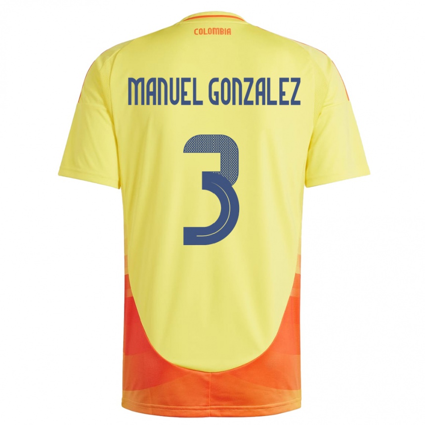 Gyermek Labdarúgás Kolumbia Carlos Manuel González #3 Sárga Hazai Jersey 24-26 Mez Póló Ing