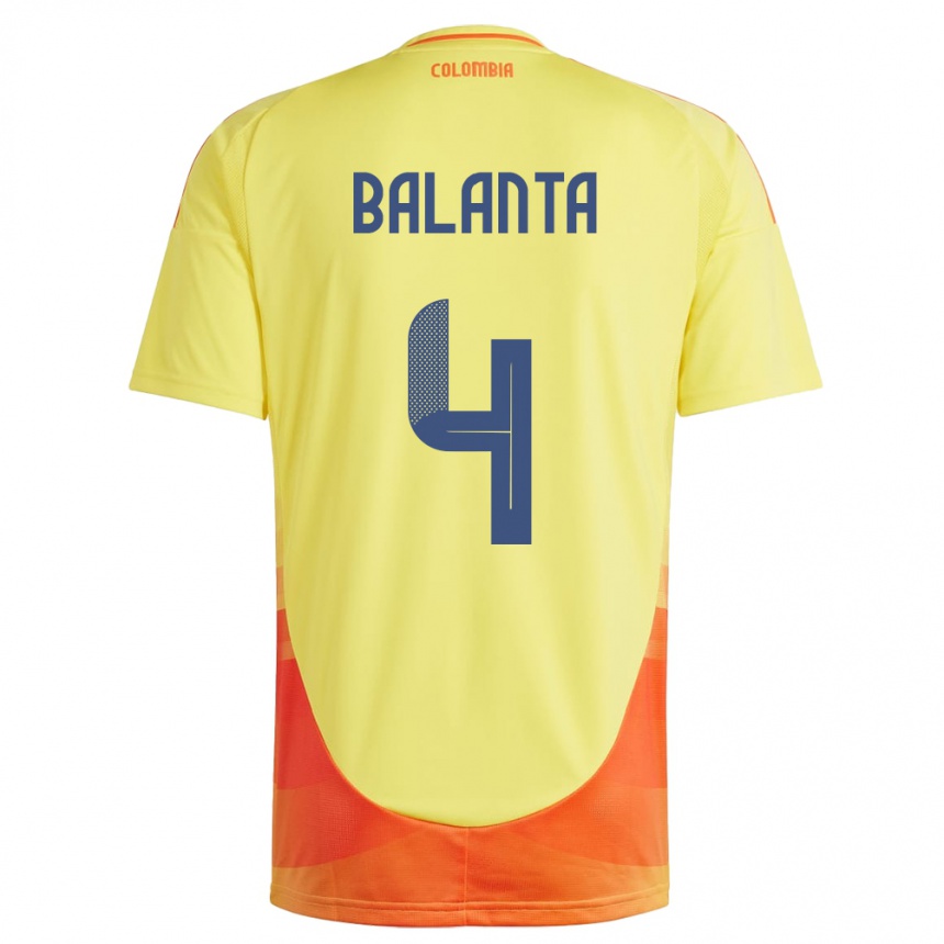 Gyermek Labdarúgás Kolumbia Marlon Balanta #4 Sárga Hazai Jersey 24-26 Mez Póló Ing