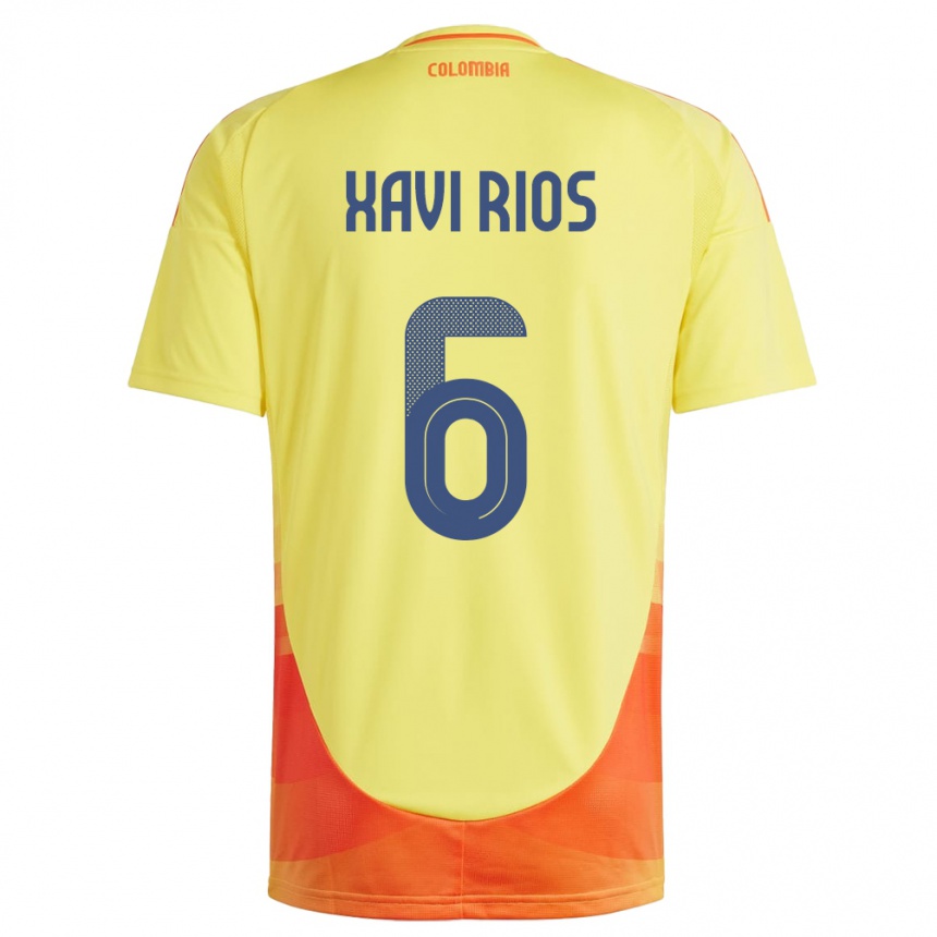 Gyermek Labdarúgás Kolumbia Xavi Ríos #6 Sárga Hazai Jersey 24-26 Mez Póló Ing