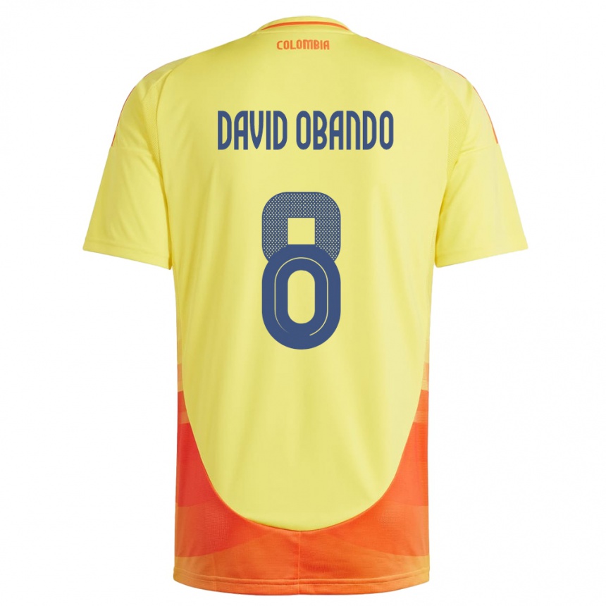 Gyermek Labdarúgás Kolumbia Juan David Obando #8 Sárga Hazai Jersey 24-26 Mez Póló Ing