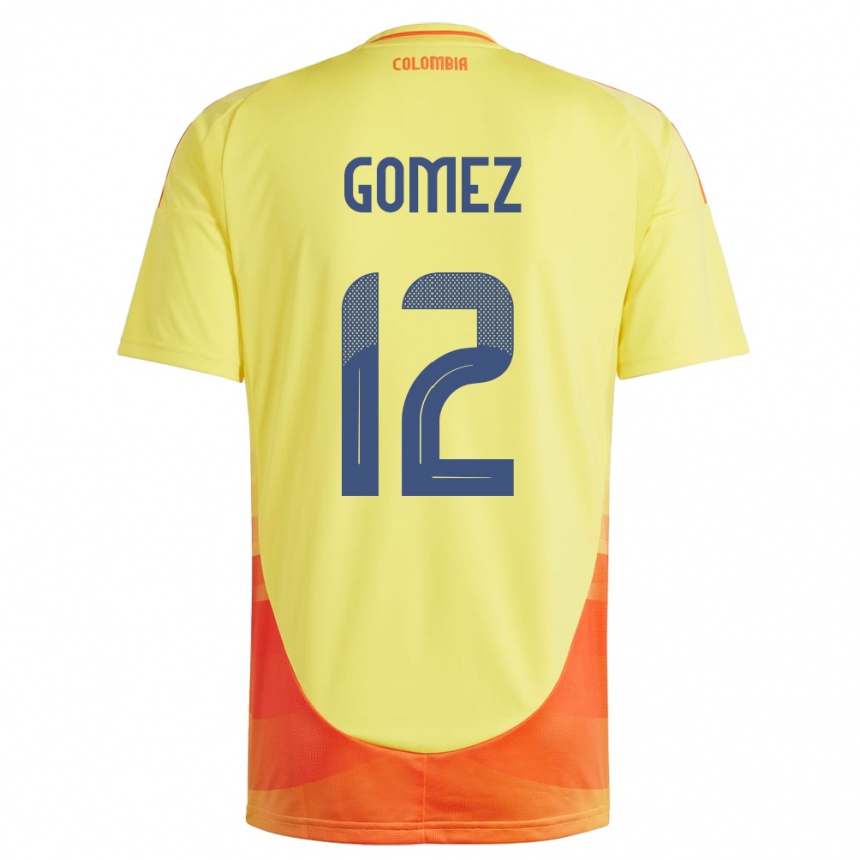 Gyermek Labdarúgás Kolumbia Juan Gómez #12 Sárga Hazai Jersey 24-26 Mez Póló Ing