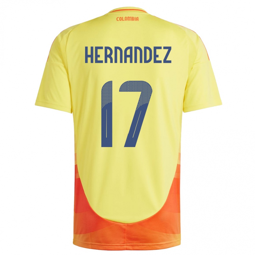 Gyermek Labdarúgás Kolumbia Jhoan Hernández #17 Sárga Hazai Jersey 24-26 Mez Póló Ing