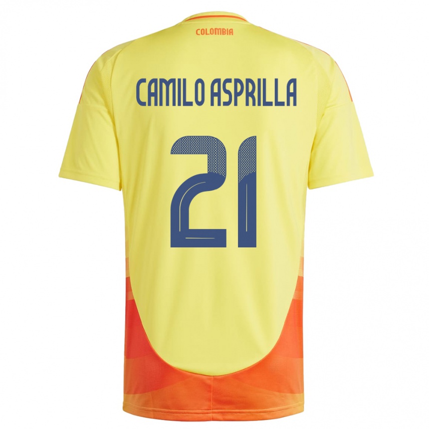 Gyermek Labdarúgás Kolumbia Juan Camilo Asprilla #21 Sárga Hazai Jersey 24-26 Mez Póló Ing