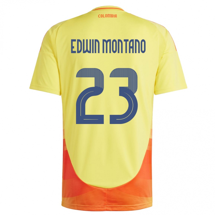 Gyermek Labdarúgás Kolumbia John Edwin Montaño #23 Sárga Hazai Jersey 24-26 Mez Póló Ing