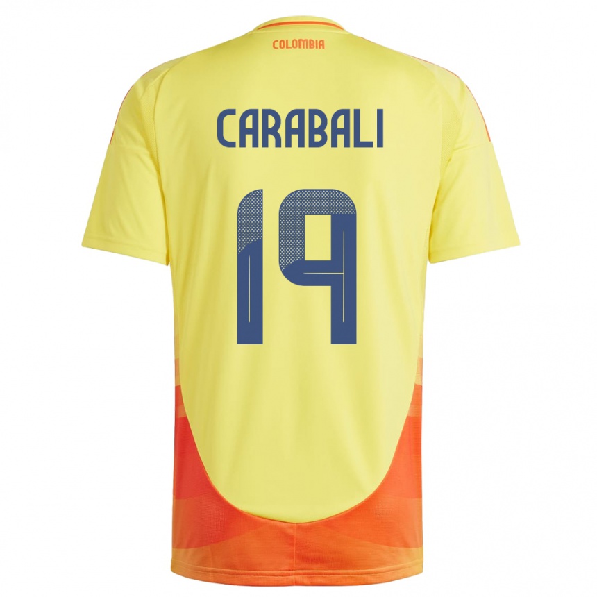 Gyermek Labdarúgás Kolumbia Jorelyn Carabalí #19 Sárga Hazai Jersey 24-26 Mez Póló Ing