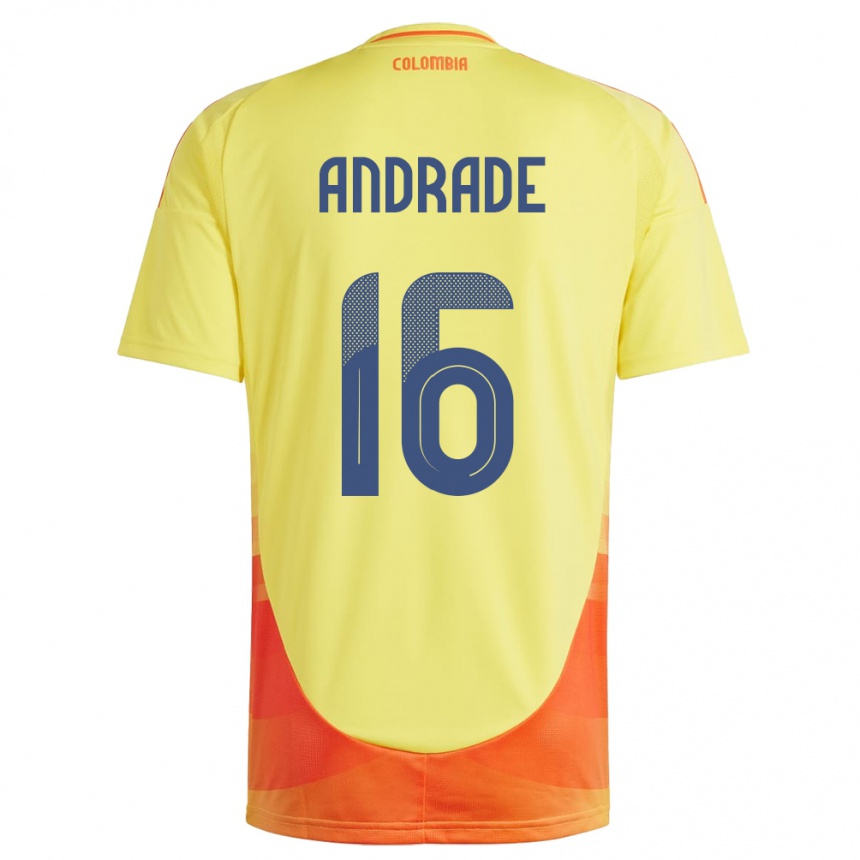 Gyermek Labdarúgás Kolumbia Lady Andrade #16 Sárga Hazai Jersey 24-26 Mez Póló Ing