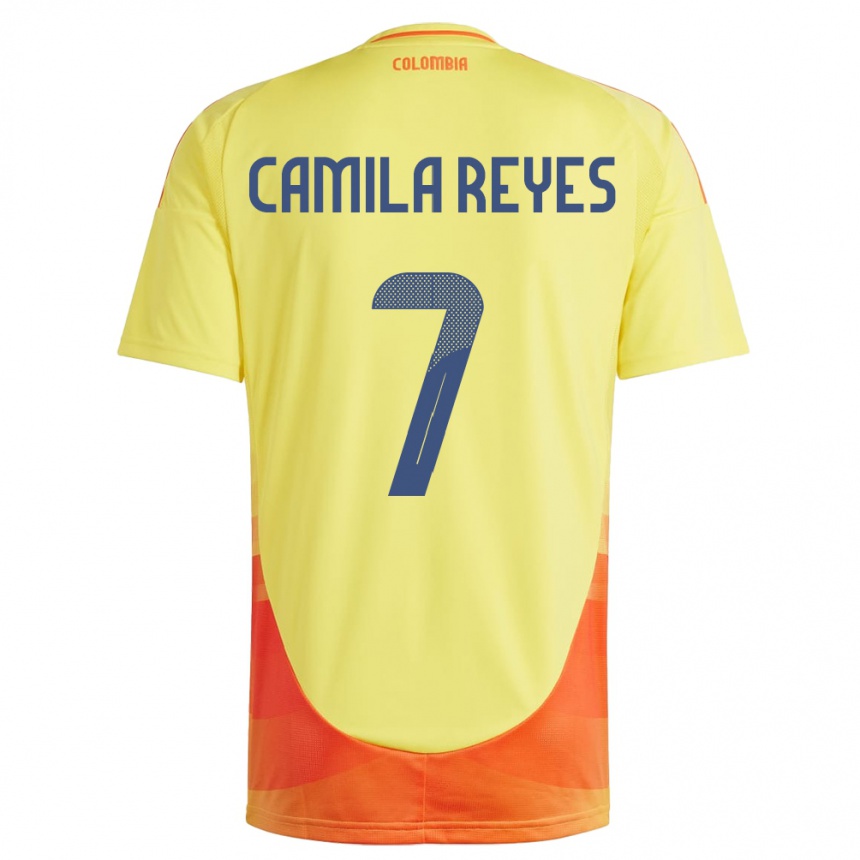 Gyermek Labdarúgás Kolumbia María Camila Reyes #7 Sárga Hazai Jersey 24-26 Mez Póló Ing