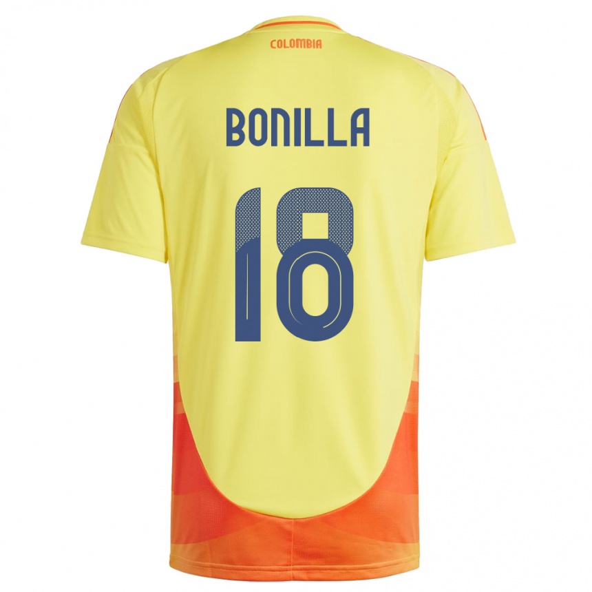 Gyermek Labdarúgás Kolumbia Wendy Bonilla #18 Sárga Hazai Jersey 24-26 Mez Póló Ing