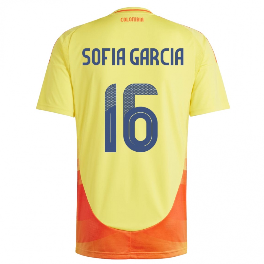 Gyermek Labdarúgás Kolumbia Sofía García #16 Sárga Hazai Jersey 24-26 Mez Póló Ing