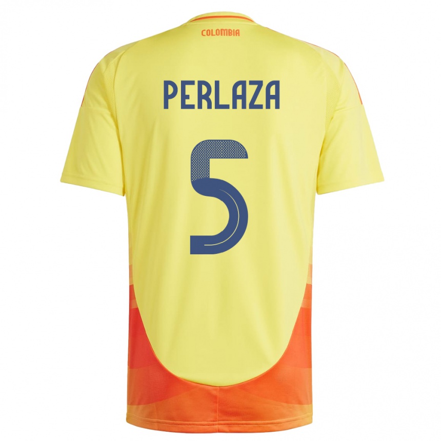 Gyermek Labdarúgás Kolumbia Stefania Perlaza #5 Sárga Hazai Jersey 24-26 Mez Póló Ing