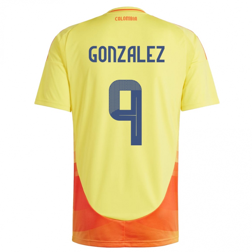 Gyermek Labdarúgás Kolumbia Manuela González #9 Sárga Hazai Jersey 24-26 Mez Póló Ing