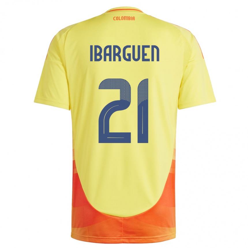 Gyermek Labdarúgás Kolumbia Kelly Ibargüen #21 Sárga Hazai Jersey 24-26 Mez Póló Ing