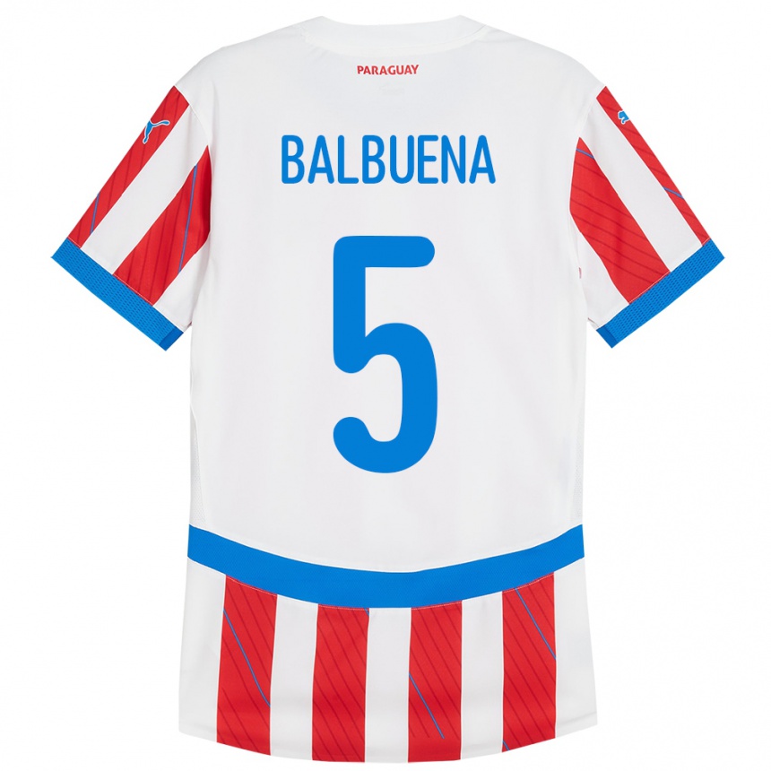 Gyermek Labdarúgás Paraguay Fabián Balbuena #5 Fehér Piros Hazai Jersey 24-26 Mez Póló Ing