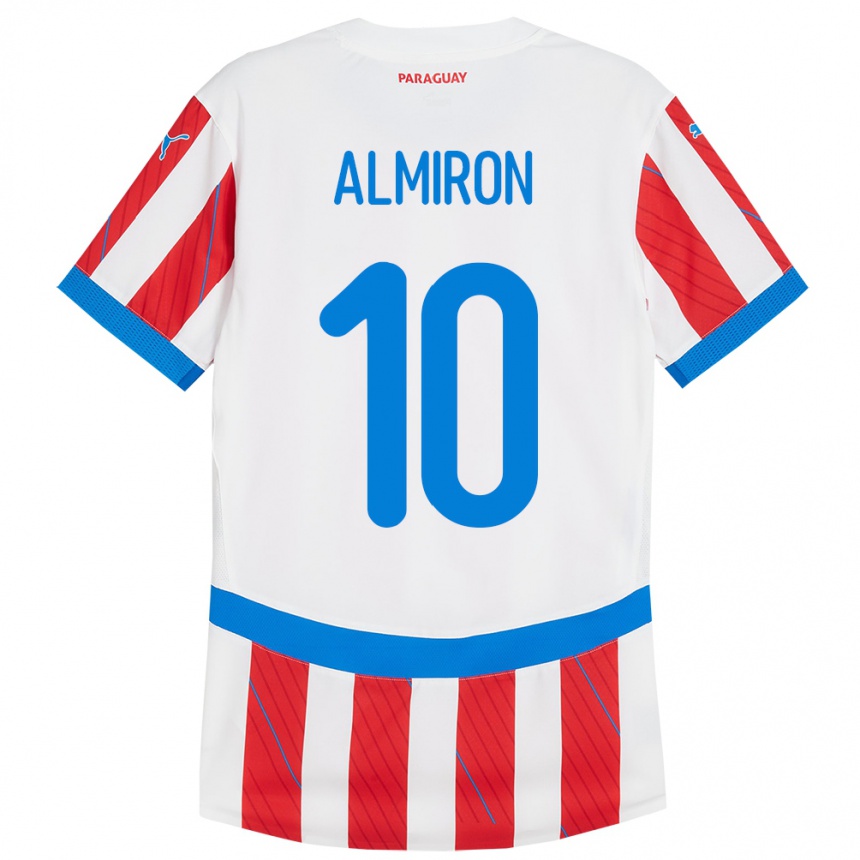 Gyermek Labdarúgás Paraguay Miguel Almirón #10 Fehér Piros Hazai Jersey 24-26 Mez Póló Ing