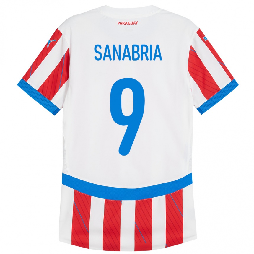 Gyermek Labdarúgás Paraguay Antonio Sanabria #9 Fehér Piros Hazai Jersey 24-26 Mez Póló Ing