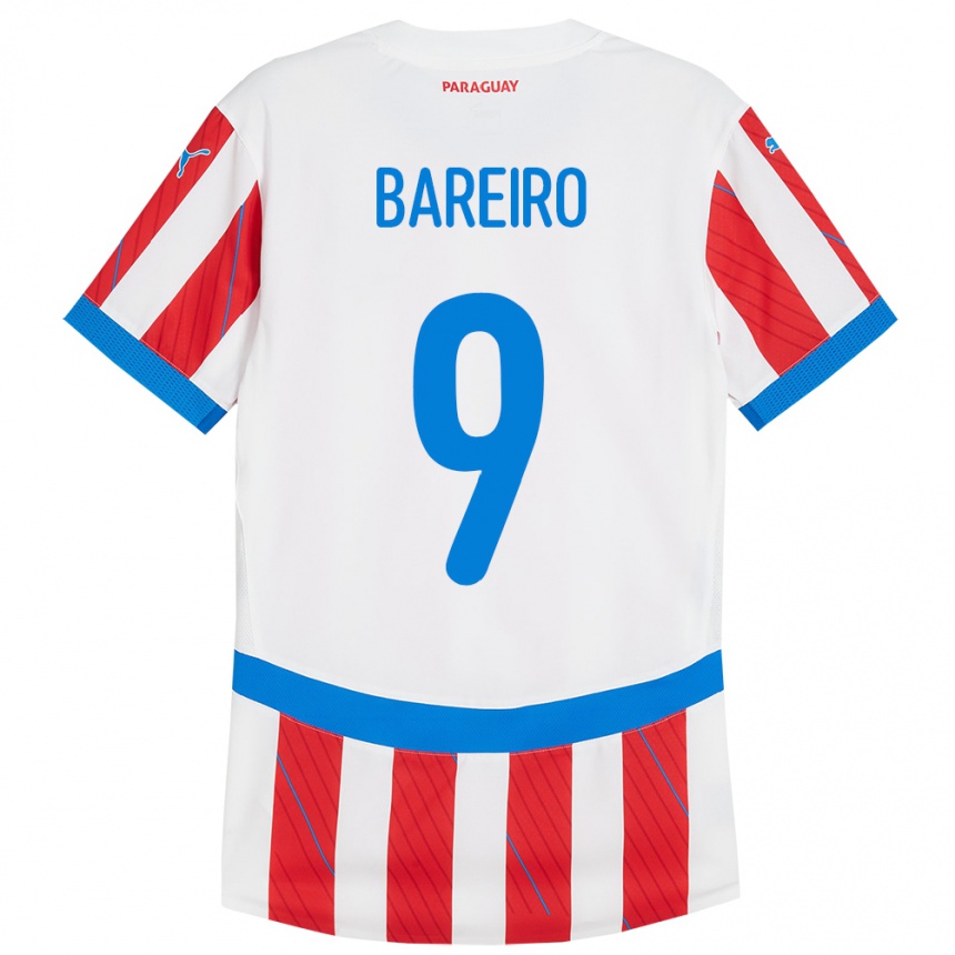 Gyermek Labdarúgás Paraguay Adam Bareiro #9 Fehér Piros Hazai Jersey 24-26 Mez Póló Ing