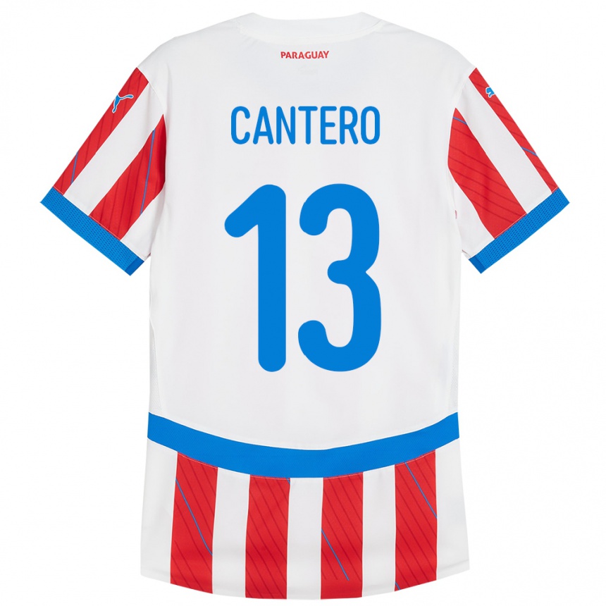 Gyermek Labdarúgás Paraguay Alexis Cantero #13 Fehér Piros Hazai Jersey 24-26 Mez Póló Ing