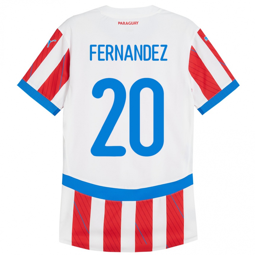 Gyermek Labdarúgás Paraguay Marcelo Fernández #20 Fehér Piros Hazai Jersey 24-26 Mez Póló Ing