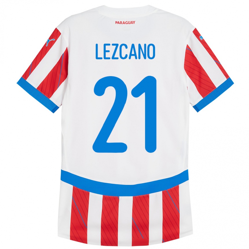 Gyermek Labdarúgás Paraguay Rubén Lezcano #21 Fehér Piros Hazai Jersey 24-26 Mez Póló Ing