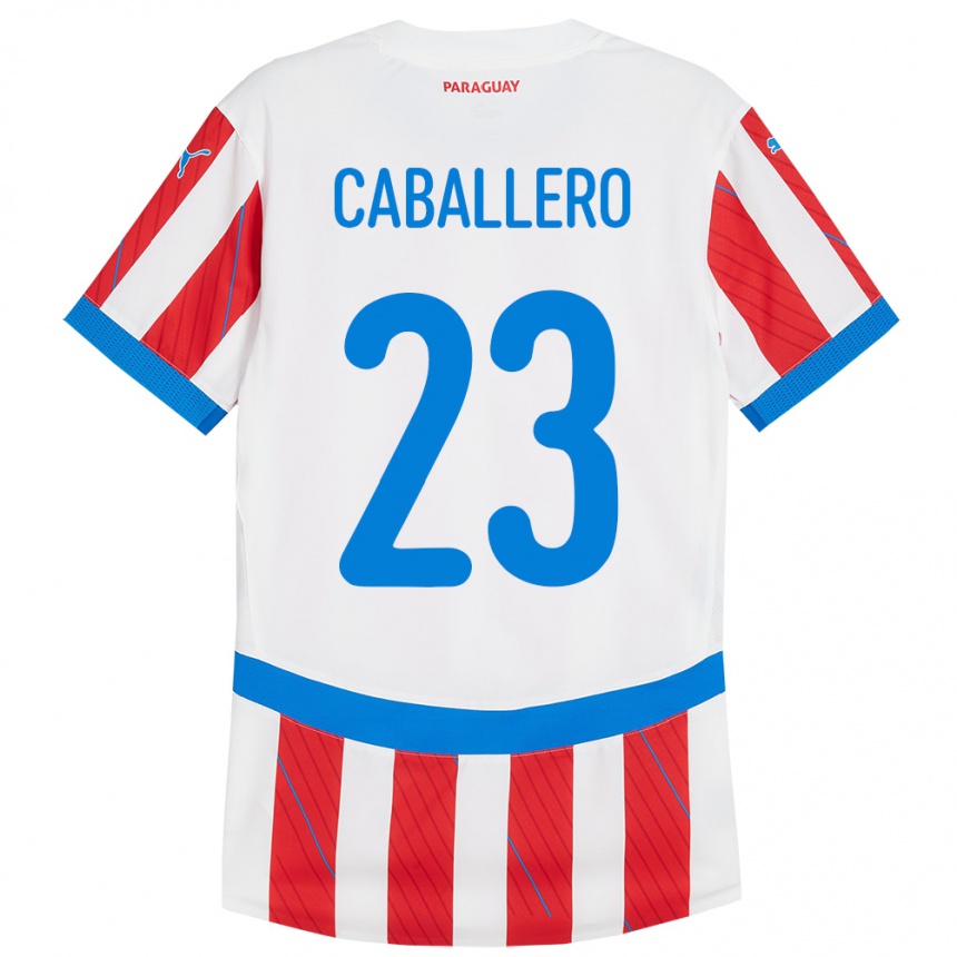 Gyermek Labdarúgás Paraguay Tiago Caballero #23 Fehér Piros Hazai Jersey 24-26 Mez Póló Ing