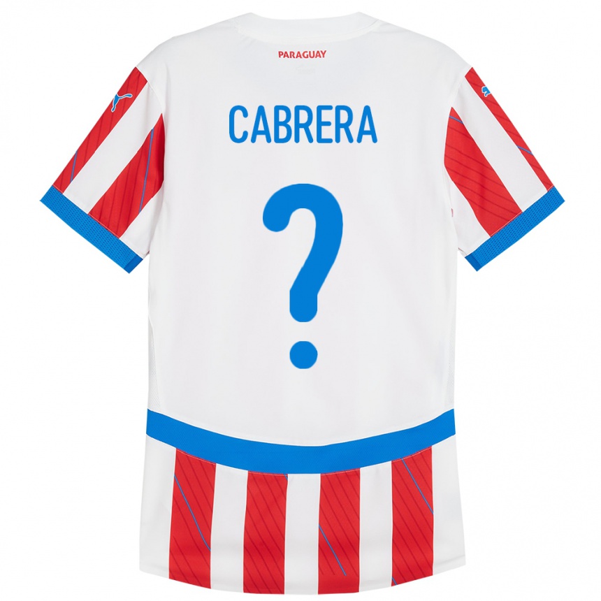 Gyermek Labdarúgás Paraguay Ivan Cabrera #0 Fehér Piros Hazai Jersey 24-26 Mez Póló Ing