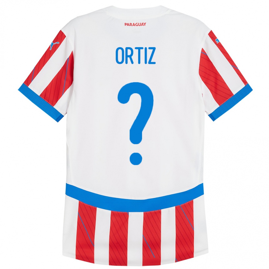 Gyermek Labdarúgás Paraguay Rolando Ortíz #0 Fehér Piros Hazai Jersey 24-26 Mez Póló Ing