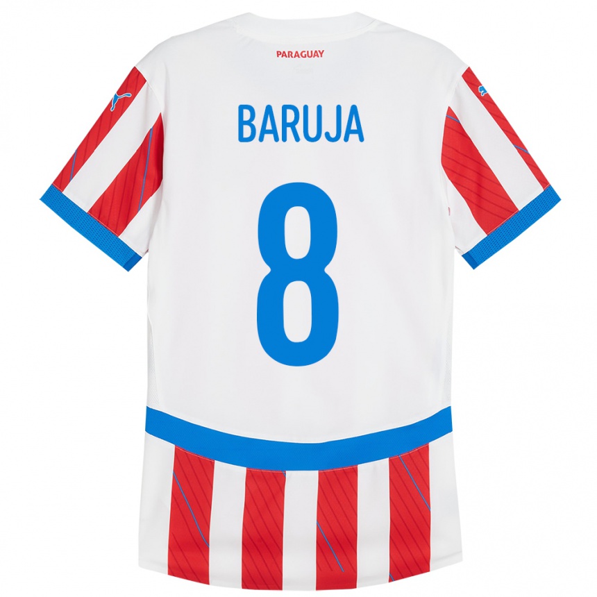 Gyermek Labdarúgás Paraguay Fabrizio Baruja #8 Fehér Piros Hazai Jersey 24-26 Mez Póló Ing