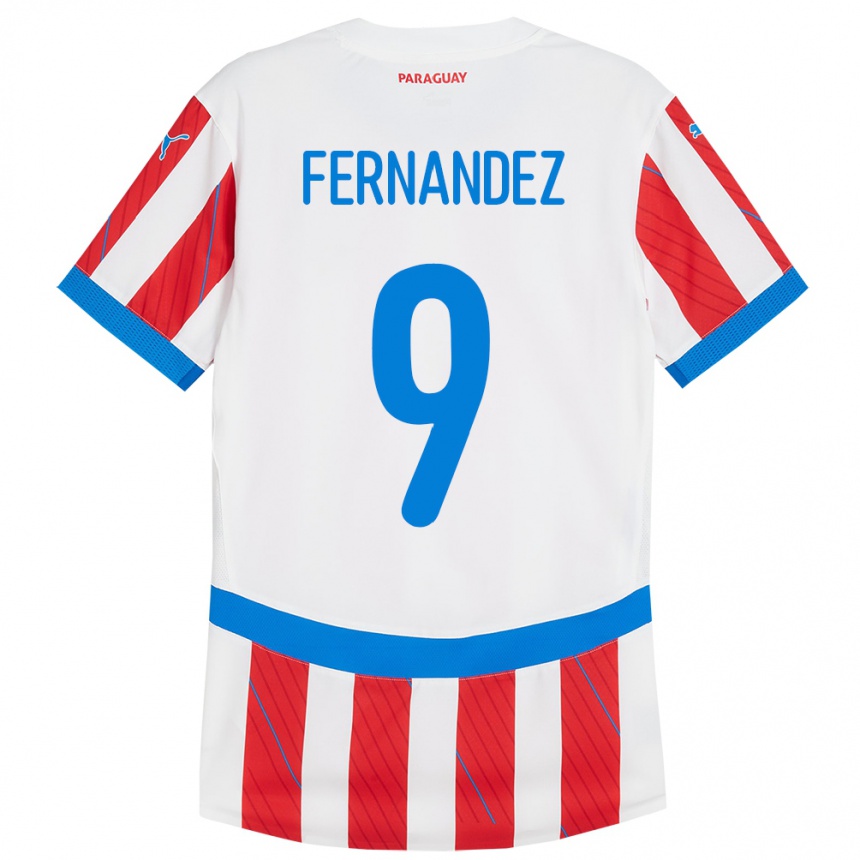 Gyermek Labdarúgás Paraguay David Fernández #9 Fehér Piros Hazai Jersey 24-26 Mez Póló Ing