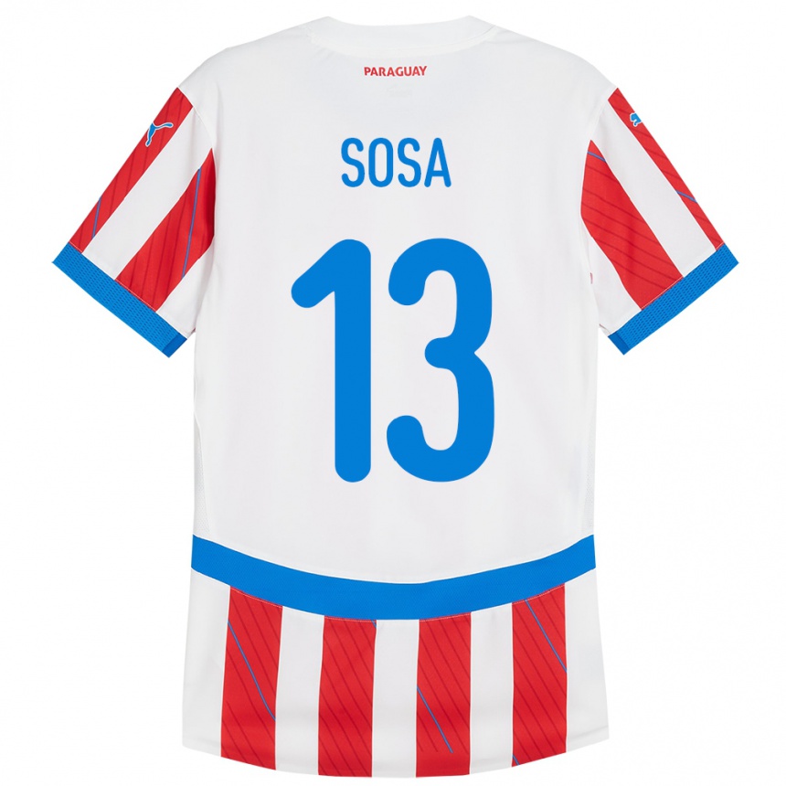 Gyermek Labdarúgás Paraguay Alex Sosa #13 Fehér Piros Hazai Jersey 24-26 Mez Póló Ing