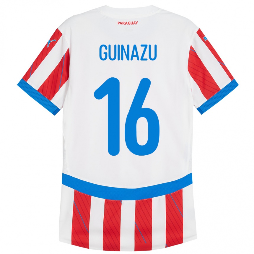 Gyermek Labdarúgás Paraguay Lucas Guiñazú #16 Fehér Piros Hazai Jersey 24-26 Mez Póló Ing