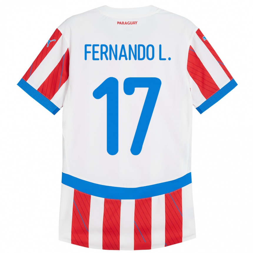 Gyermek Labdarúgás Paraguay Fernando Leguizamón #17 Fehér Piros Hazai Jersey 24-26 Mez Póló Ing