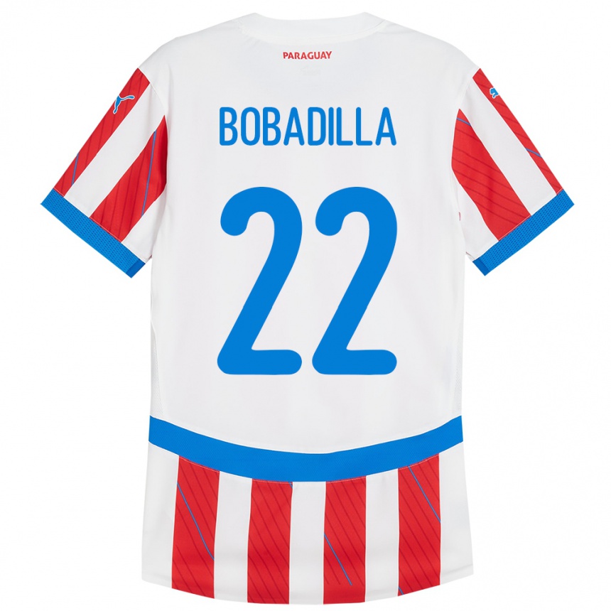 Gyermek Labdarúgás Paraguay Dylan Bobadilla #22 Fehér Piros Hazai Jersey 24-26 Mez Póló Ing