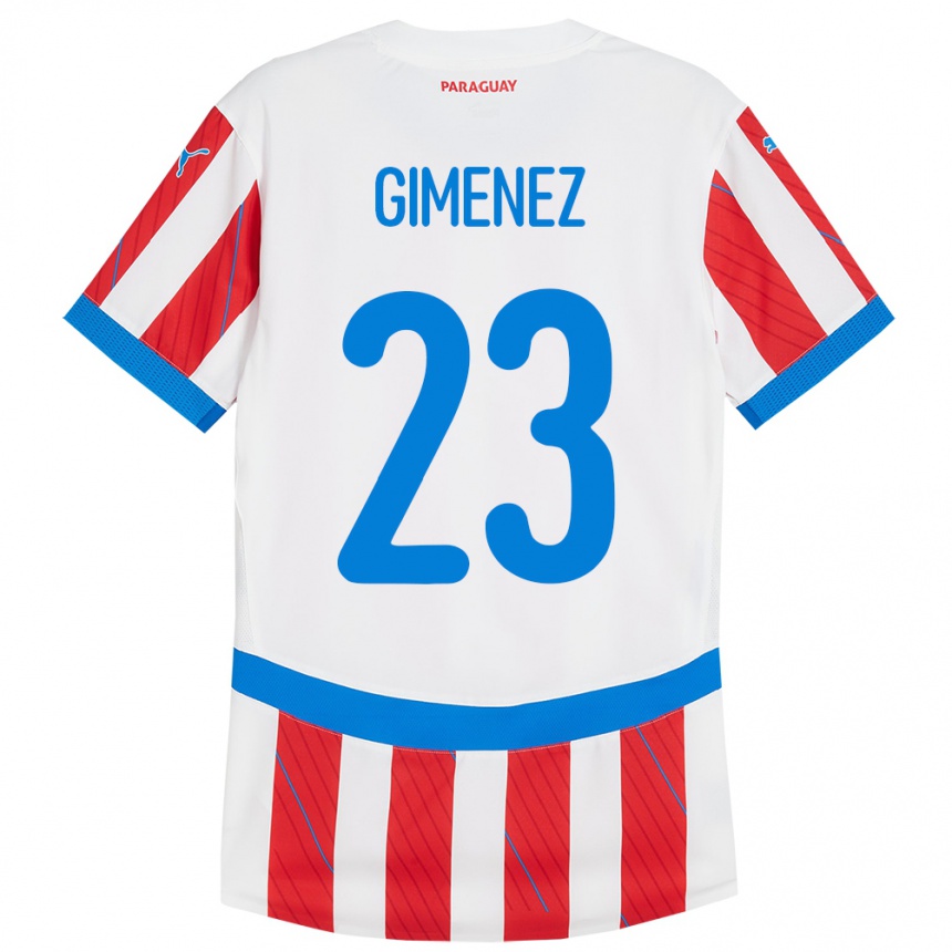 Gyermek Labdarúgás Paraguay Miguel Giménez #23 Fehér Piros Hazai Jersey 24-26 Mez Póló Ing