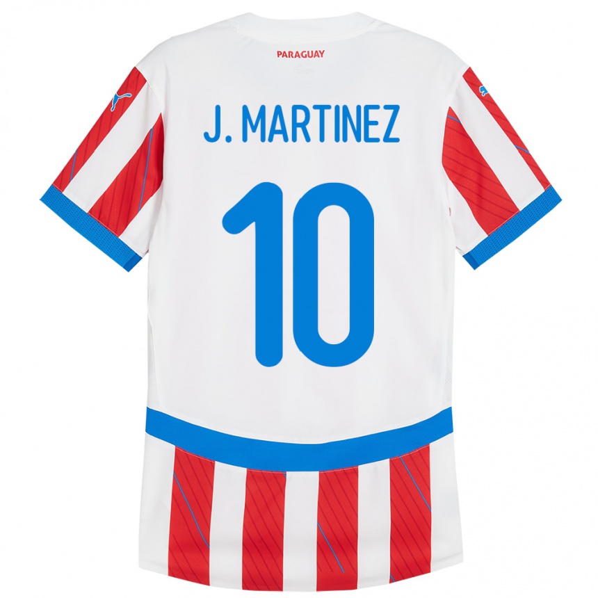 Gyermek Labdarúgás Paraguay Jessica Martínez #10 Fehér Piros Hazai Jersey 24-26 Mez Póló Ing