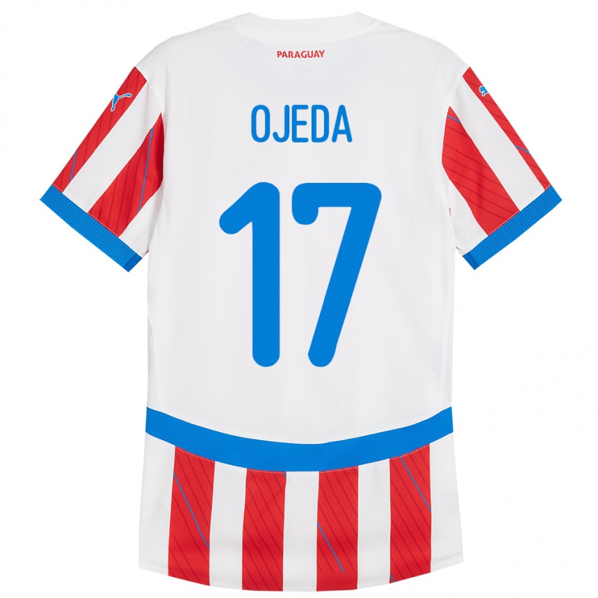 Gyermek Labdarúgás Paraguay Deisy Ojeda #17 Fehér Piros Hazai Jersey 24-26 Mez Póló Ing