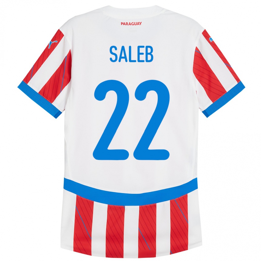 Gyermek Labdarúgás Paraguay Gloria Saleb #22 Fehér Piros Hazai Jersey 24-26 Mez Póló Ing