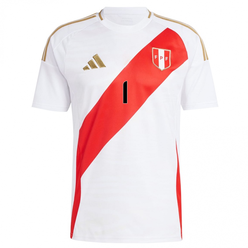 Gyermek Labdarúgás Peru Juan Pedro Durán #1 Fehér Hazai Jersey 24-26 Mez Póló Ing