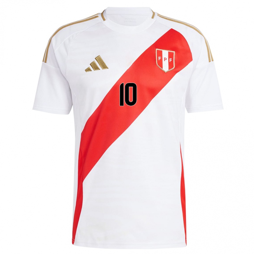 Gyermek Labdarúgás Peru Sandra Arévalo #10 Fehér Hazai Jersey 24-26 Mez Póló Ing