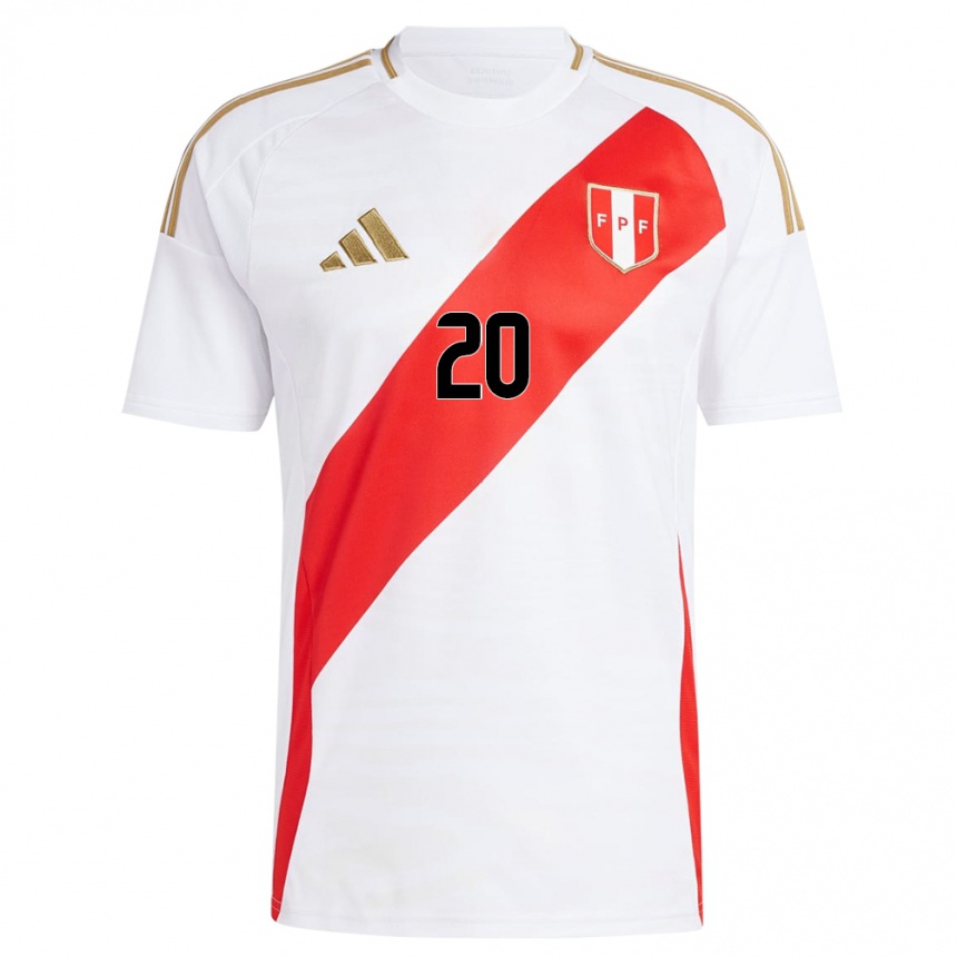 Gyermek Labdarúgás Peru Edison Flores #20 Fehér Hazai Jersey 24-26 Mez Póló Ing