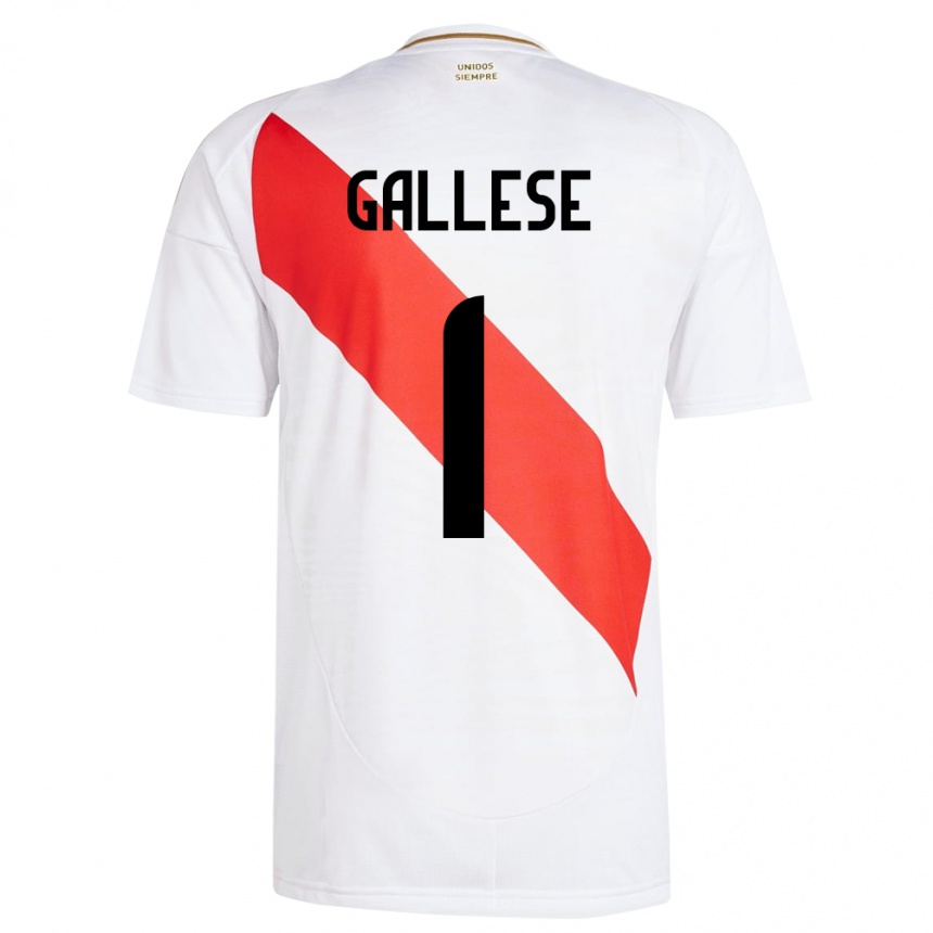 Gyermek Labdarúgás Peru Pedro Gallese #1 Fehér Hazai Jersey 24-26 Mez Póló Ing