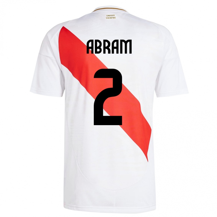 Gyermek Labdarúgás Peru Luis Abram #2 Fehér Hazai Jersey 24-26 Mez Póló Ing