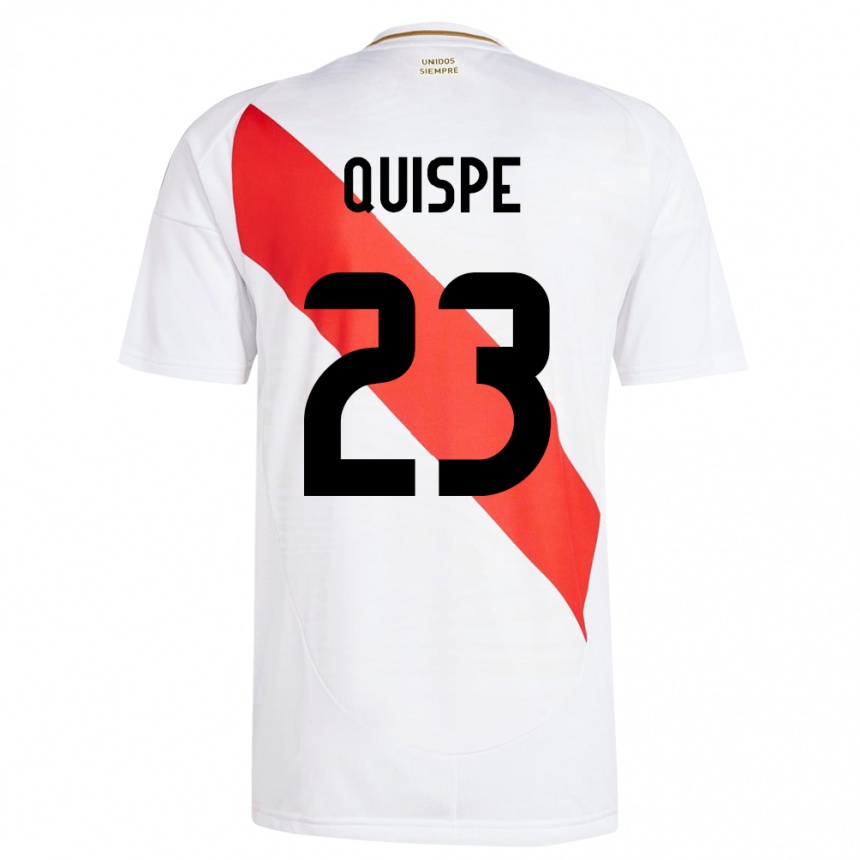 Gyermek Labdarúgás Peru Piero Quispe #23 Fehér Hazai Jersey 24-26 Mez Póló Ing