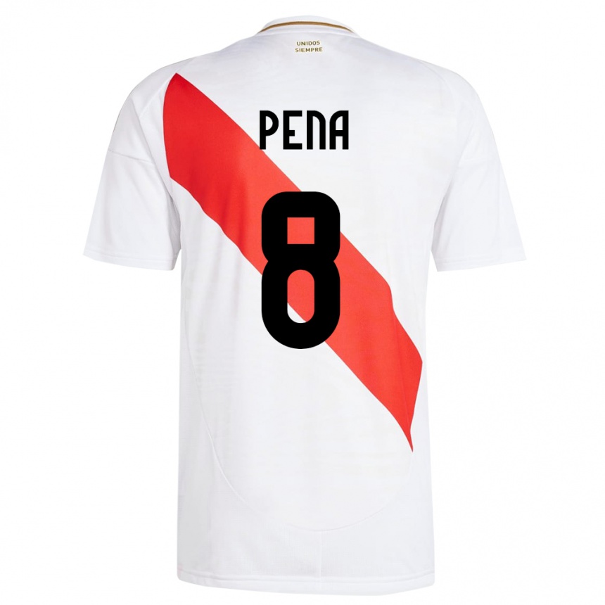 Gyermek Labdarúgás Peru Sergio Peña #8 Fehér Hazai Jersey 24-26 Mez Póló Ing