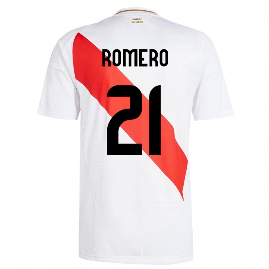 Gyermek Labdarúgás Peru Diego Romero #21 Fehér Hazai Jersey 24-26 Mez Póló Ing