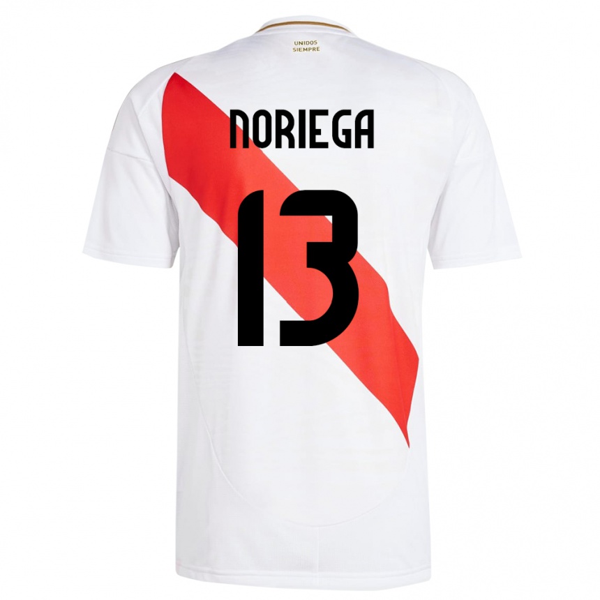 Gyermek Labdarúgás Peru Erick Noriega #13 Fehér Hazai Jersey 24-26 Mez Póló Ing